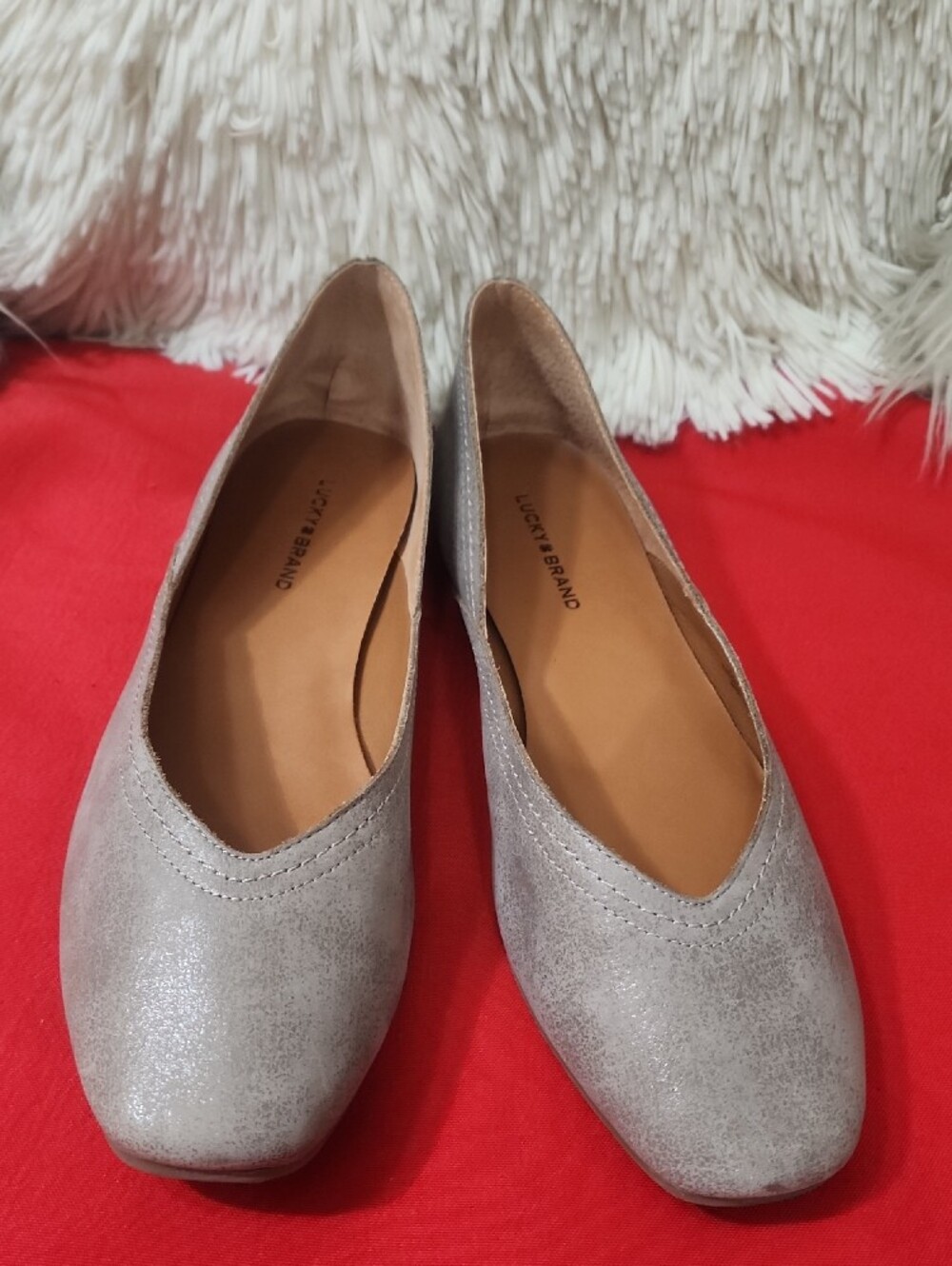 Lucky Brand Light Gray Suede Ballet Flats